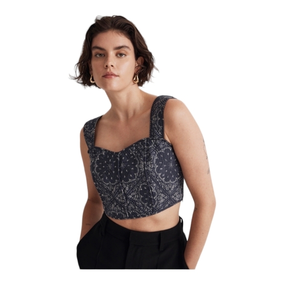 Madewell Tops - NEW Madewell Kassidy Quilted  Sweetheart Crop Top in Nighttime Size 10